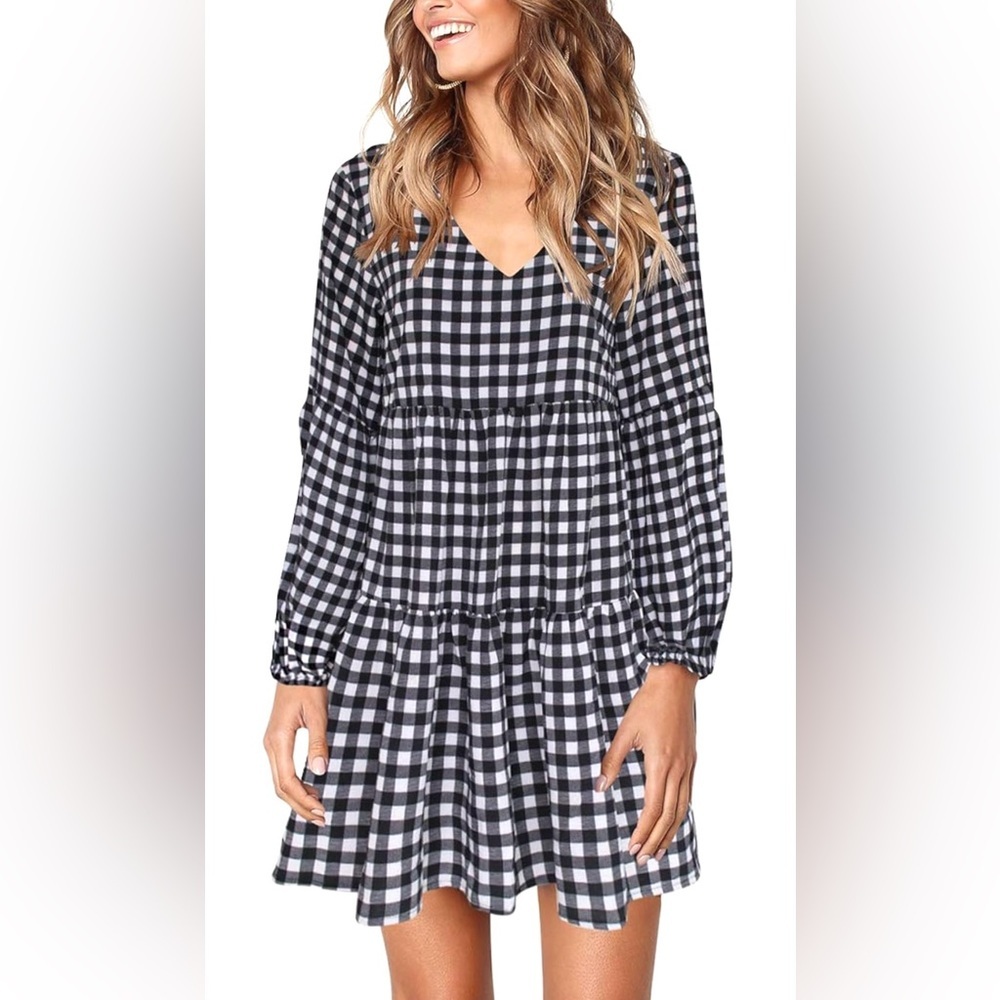 NEW Anrabess Women’s Long Sleeve V-Neck Tunic Dress